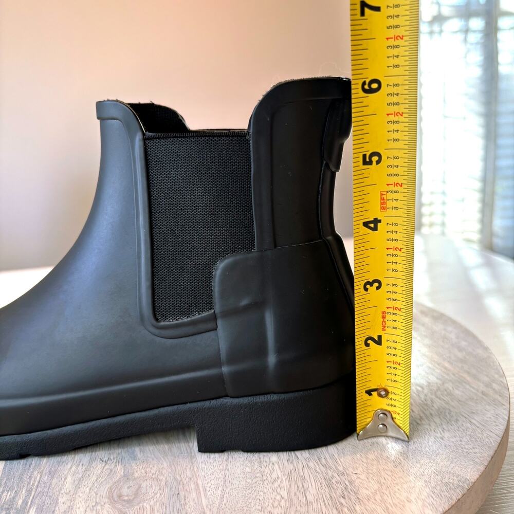 Hunter Original Chelsea Rain Boots Black Waterproof Ankle Women's Size 8 Matte - Picture 11 of 11